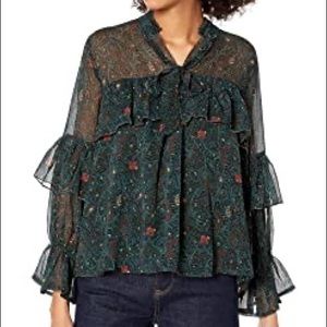Lucky Brand Paisley Ruffle Blouse